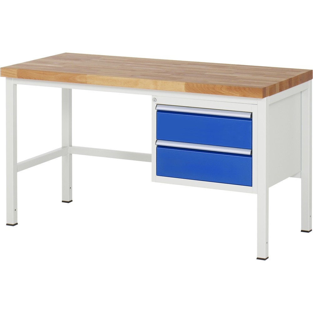 Produktabbildung Nr. 1: RAU Werkbank Serie 8000, HxBxT 840-1.040 x 1.500 x 700 mm, 2 x 90%-Auszug-Schubladen 2 x 180 mm, Schubladen-TK 100 kg