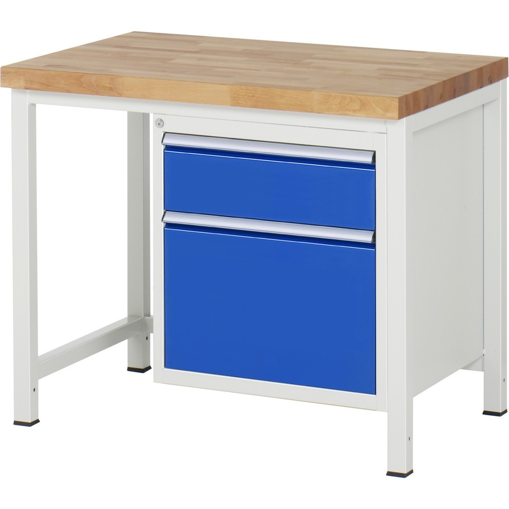 Produktabbildung Nr. 1: RAU Werkbank Serie 8000, HxBxT 840-1.040 x 1.000 x 700 mm, 2 x 100%-Auszug-Schubladen 1 x 180, 1 x 360 mm, Schubladen-TK 100 kg