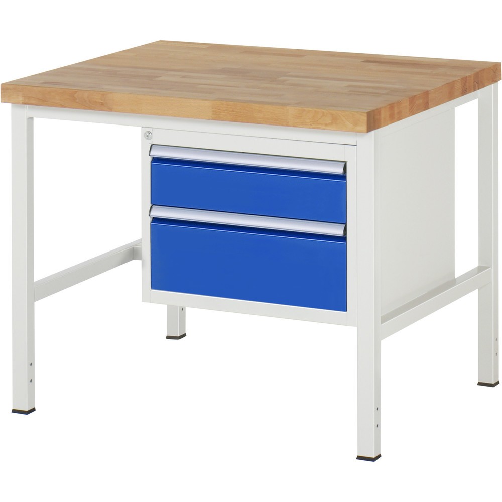 Produktabbildung Nr. 1: RAU Werkbank Serie 8000, HxBxT 840-1.040 x 1.000 x 900 mm, 2 x 90%-Auszug-Schubladen 1 x 150, 1 x 210 mm, Schubladen-TK 100 kg
