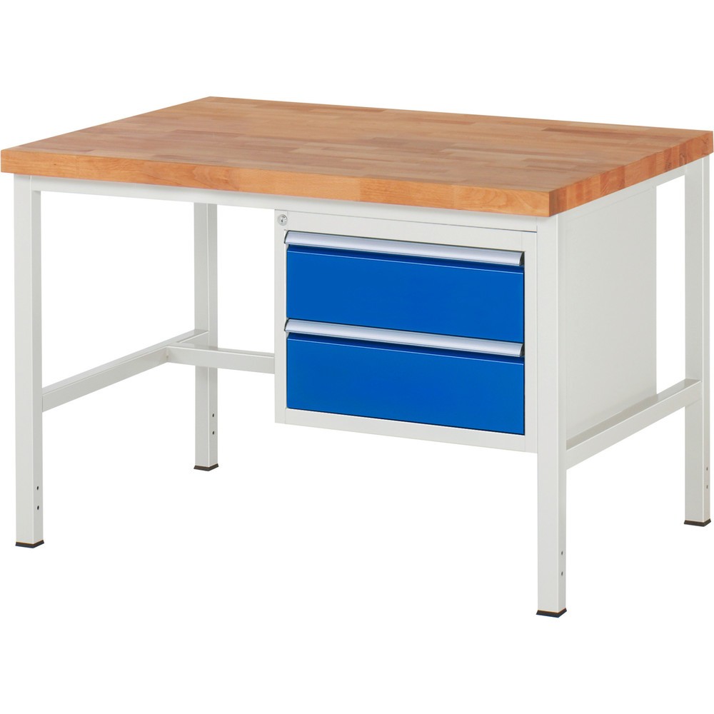 Produktabbildung Nr. 1: RAU Werkbank Serie 8000, HxBxT 840 x 1.250 x 900 mm, 2 x 90%-Auszug-Schubladen 2 x 180 mm, Schubladen-TK 100 kg