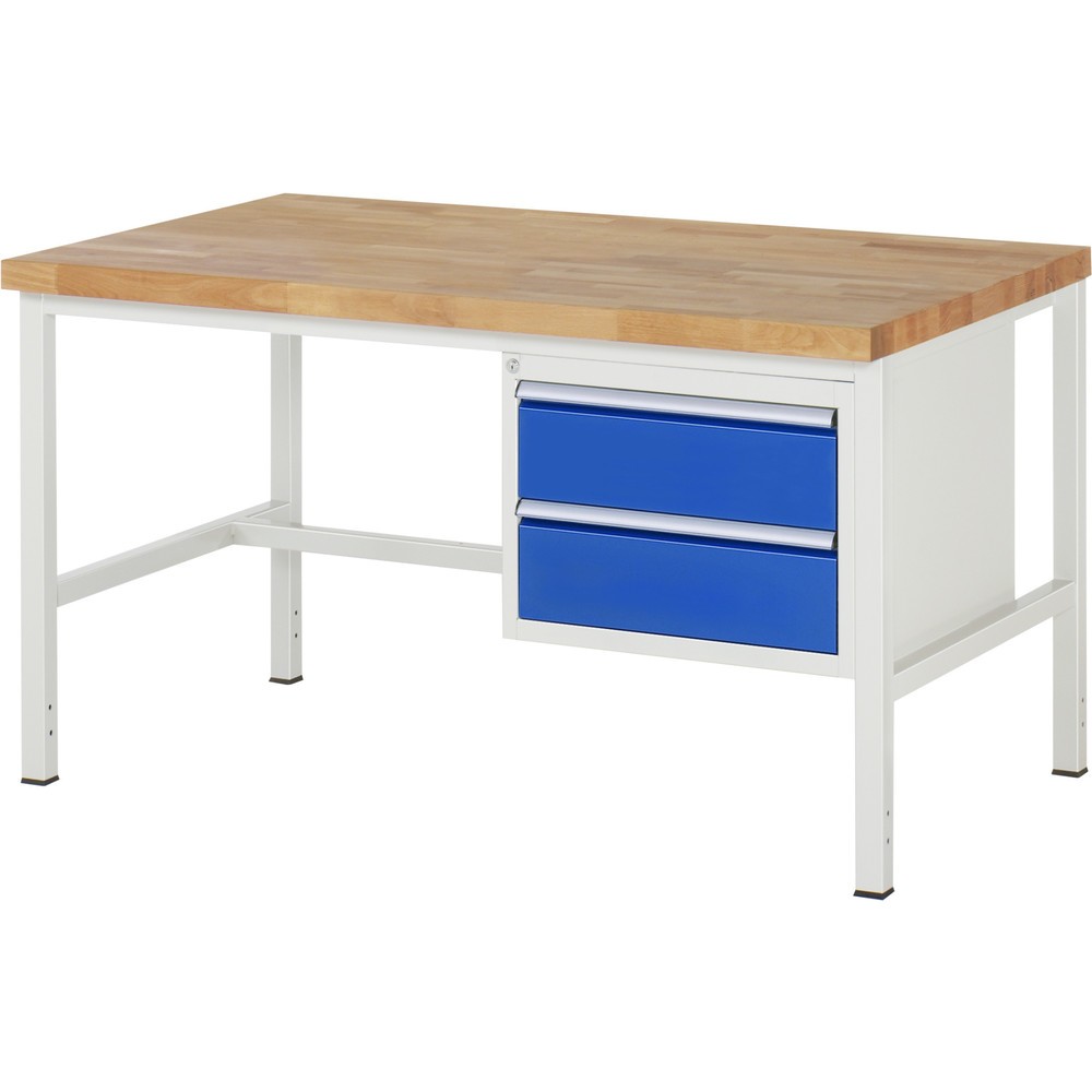 Produktabbildung Nr. 1: RAU Werkbank Serie 8000, HxBxT 840-1.040 x 1.500 x 900 mm, 2 x 90%-Auszug-Schubladen 2 x 180 mm, Schubladen-TK 100 kg