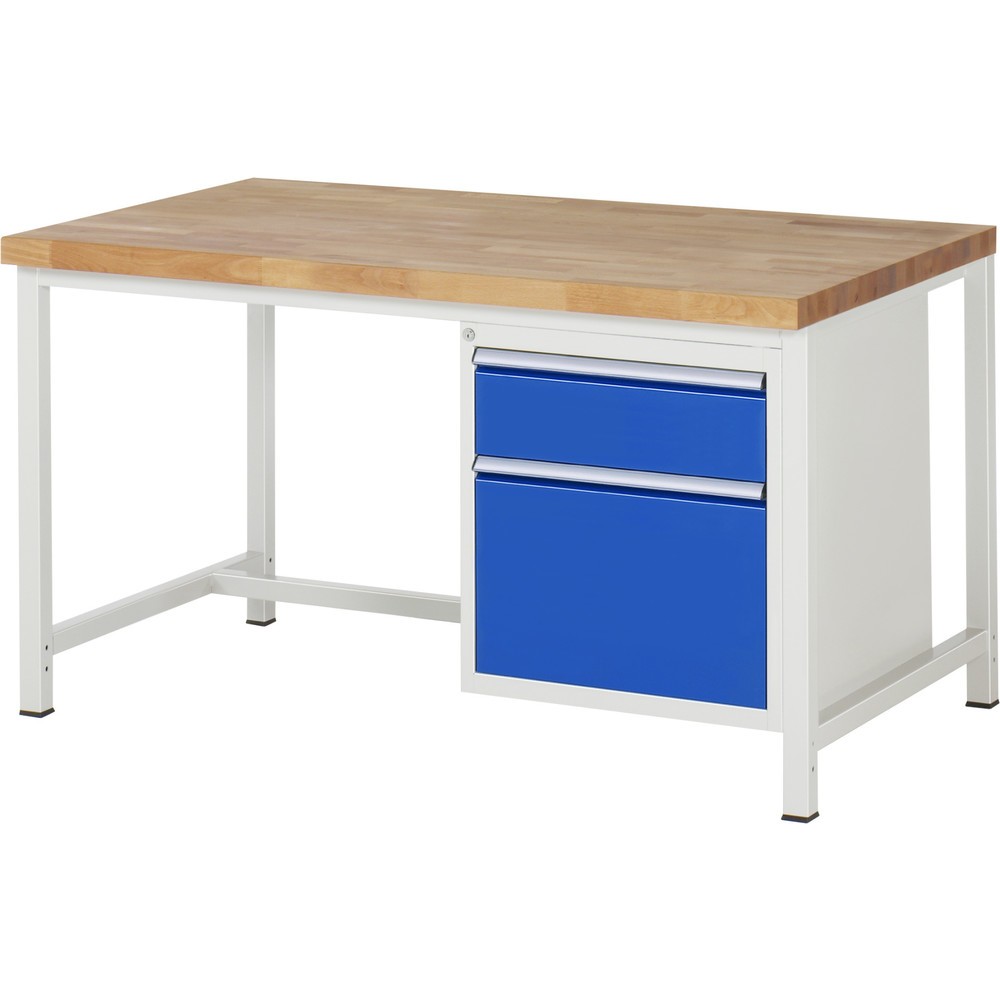 Produktabbildung Nr. 1: RAU Werkbank Serie 8000, HxBxT 840-1.040 x 1.500 x 900 mm, 2 x 100%-Auszug-Schubladen 1 x 180, 1 x 360 mm, Schubladen-TK 100 kg