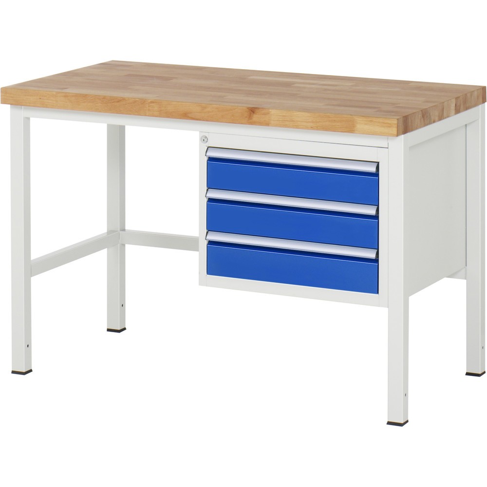 Produktabbildung Nr. 1: RAU Werkbank Serie 8000, HxBxT 840-1.040 x 1.250 x 700 mm, 3 x 100%-Auszug-Schubladen 3 x 120 mm, Breite 490 mm