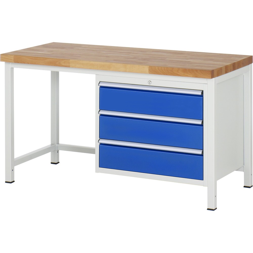 Produktabbildung Nr. 1: RAU Werkbank Serie 8000, HxBxT 840-1.040 x 1.500 x 700 mm, 3 x 90%-Auszug-Schubladen 3 x 180 mm, Breite 680 mm