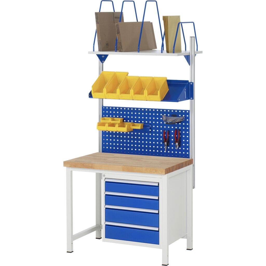 Produktabbildung Nr. 8: RAU Werkbank Serie 8000, HxBxT 840-1.040 x 1.000 x 900 mm, 3 x 90%-Auszug-Schubladen 3 x 120 mm, Schubladen-TK 100 kg
