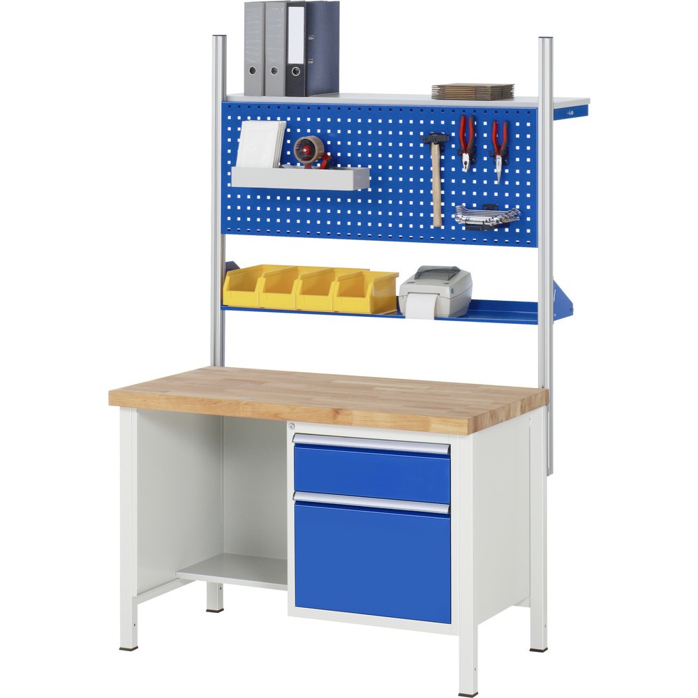 Produktabbildung Nr. 4: RAU Werkbank Serie 8000, 1 Ablageboden, HxBxT 840-1.040 x 1.250 x 700 mm, 3 x 100 % Auszugs-Schubladen, ErgoScript®