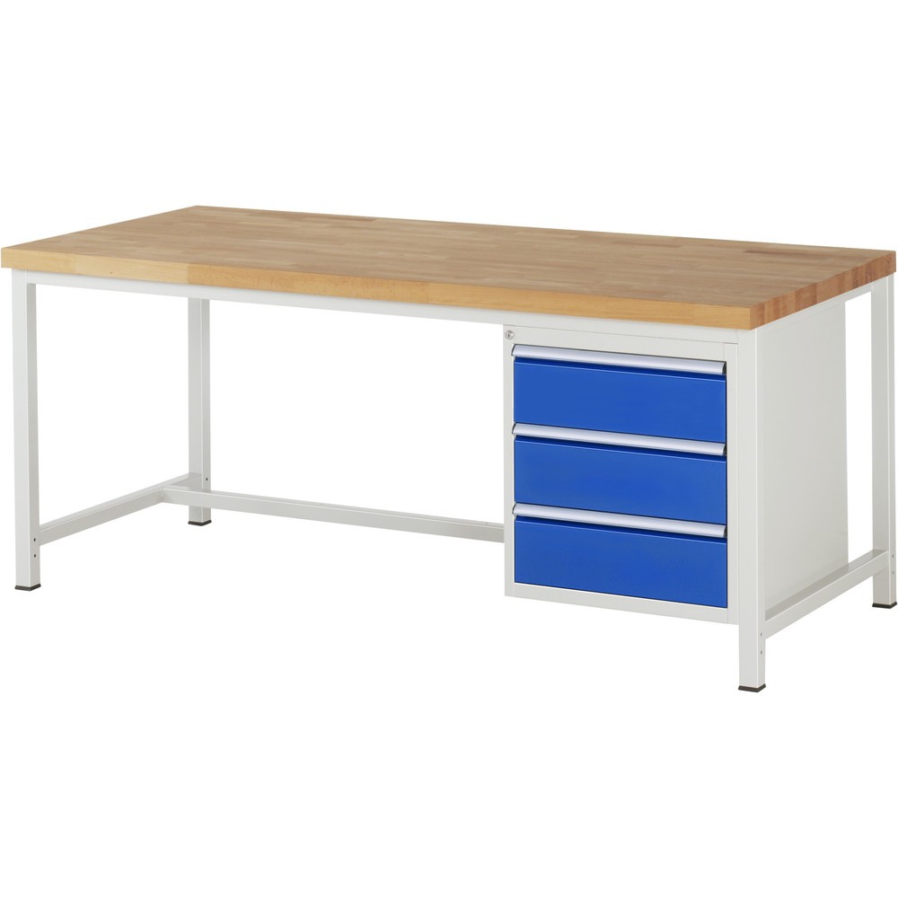Produktabbildung Nr. 1: RAU Werkbank Serie 8000, HxBxT 840 x 2.000 x 900 mm, 3 x 100%-Auszug-Schubladen 3 x 180 mm, Schubladen-TK 100 kg