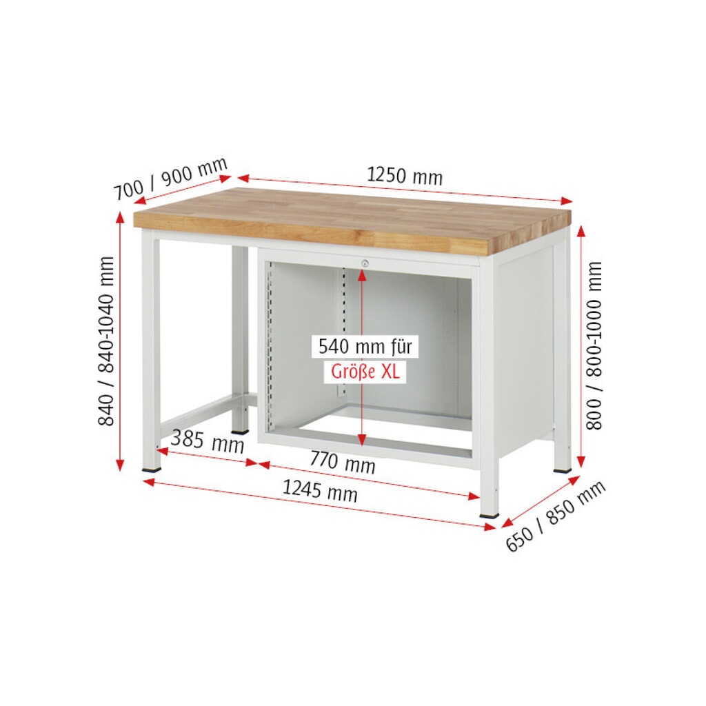 RAU Werkbank Serie 8000, HxBxT 840 x 1.250 x 700 mm, 5 x 100%-Auszug-Schubladen 4 x 90, 1 x 180 mm, Schubladen-TK 75 kg Produktabbildung Nr. 5: RAU Werkbank Serie 8000, HxBxT 840 x 1.250 x 700 mm, 5 x 100%-Auszug-Schubladen 4 x 90, 1 x 180 mm, Schubladen-TK 75 kg
