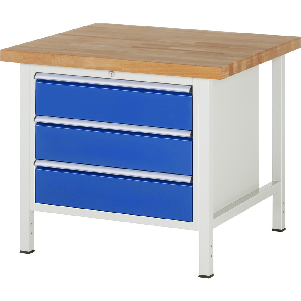 Produktabbildung Nr. 1: RAU Werkbank Serie 8000, HxBxT 840 x 1.000 x 900 mm, 3 x 90%-Auszug-Schubladen 3 x 180 mm, Schubladen-TK 75 kg