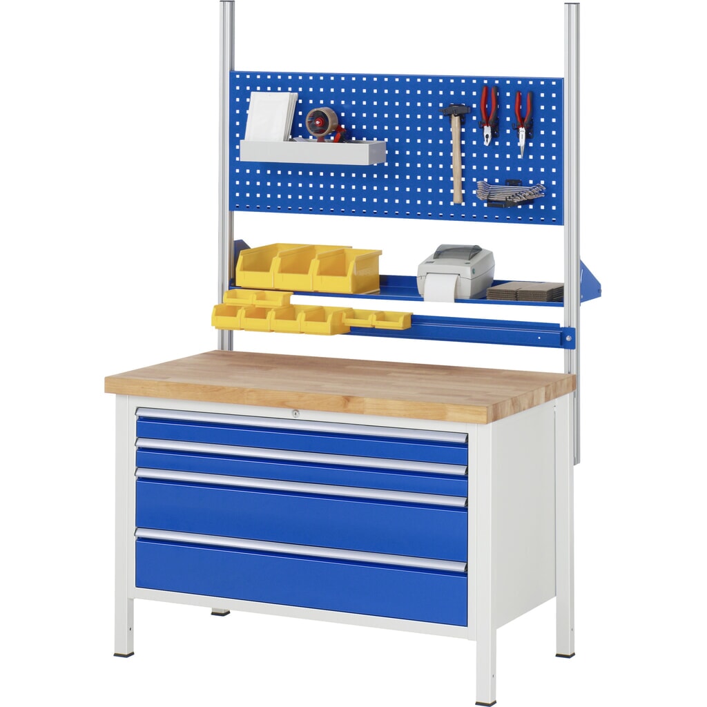 RAU Werkbank Serie 8000, HxBxT 840 x 1.250 x 900 mm, 4 x 100%-Auszug-Schubladen 4 x 90 mm, Schubladen-TK 50 kg Produktabbildung Nr. 5: RAU Werkbank Serie 8000, HxBxT 840 x 1.250 x 900 mm, 4 x 100%-Auszug-Schubladen 4 x 90 mm, Schubladen-TK 50 kg