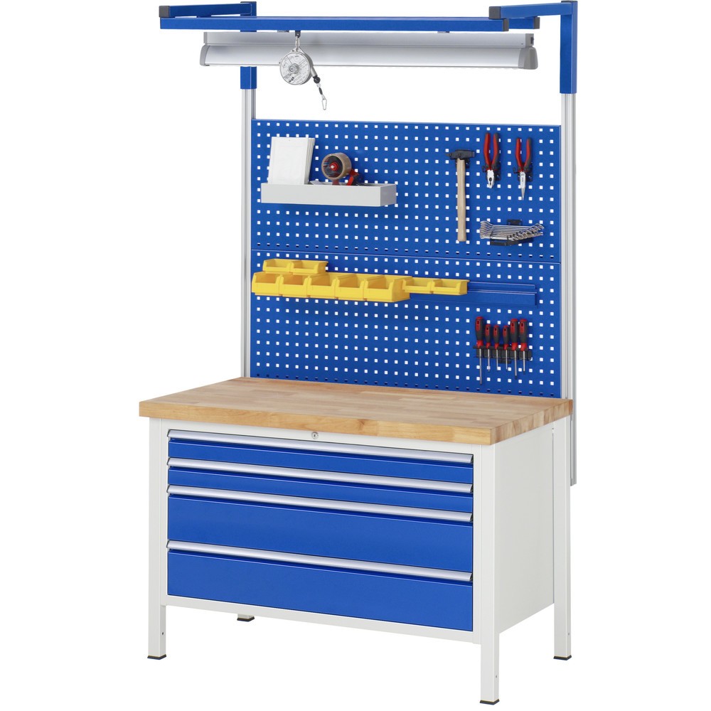 Produktabbildung Nr. 5: RAU Werkbank Serie 8000, HxBxT 840 x 1.250 x 700 mm, 3 x 90%-Auszug-Schubladen 1 x 60, 1 x 120, 1 x 180 mm, Schubladen-TK 50 kg