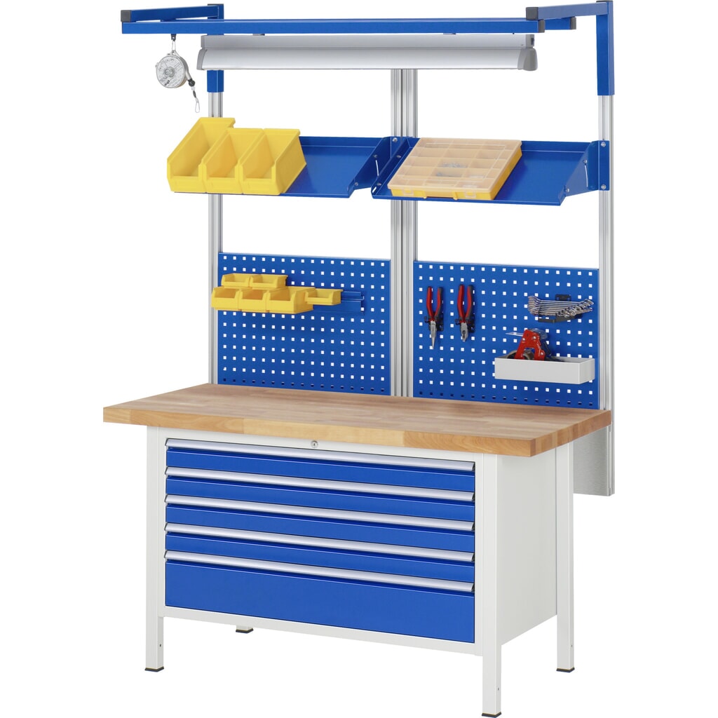 Produktabbildung Nr. 5: RAU Werkbank Serie 8000, HxBxT 840 x 1.500 x 900 mm, 3 x 90%-Auszug-Schubladen 1 x 60, 1 x 120, 1 x 180 mm, Schubladen-TK 50 kg