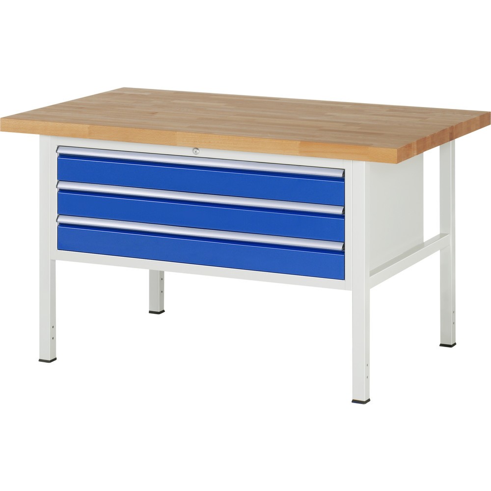 Produktabbildung Nr. 1: RAU Werkbank Serie 8000, HxBxT 840 x 1.500 x 900 mm, 3 x 90%-Auszug-Schubladen 3 x 120 mm, Schubladen-TK 50 kg