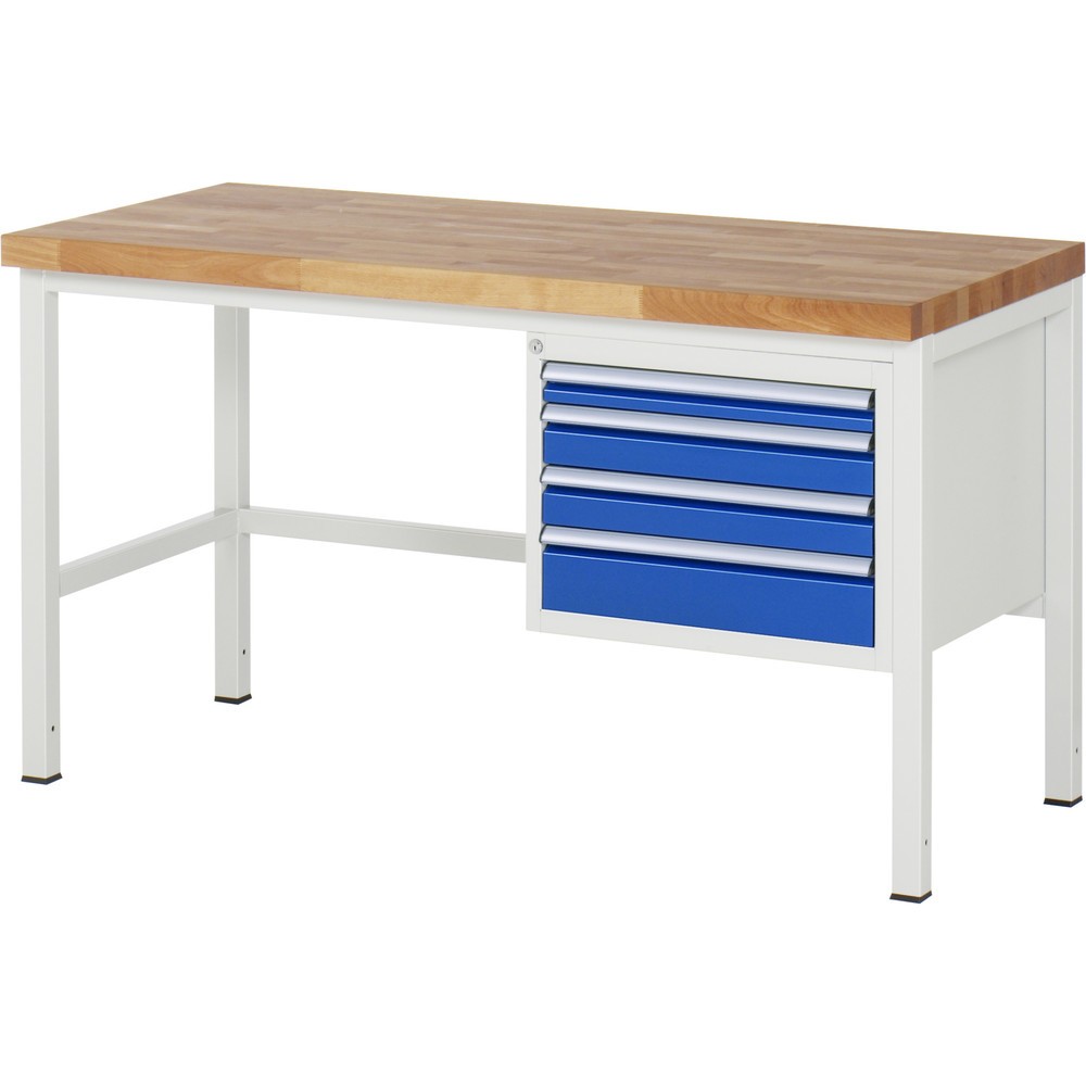 Produktabbildung Nr. 1: RAU Werkbank Serie 8000, HxBxT 840-1.040 x 1.500 x 700 mm, 4 x 90%-Auszug-Schubladen 1 x 60, 2 x 90, 1 x 120 mm, Breite 490 mm