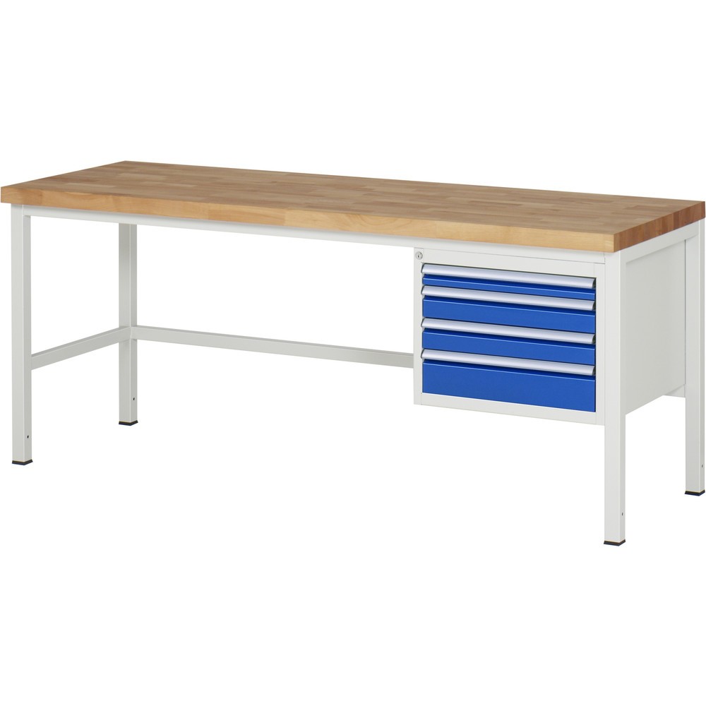 Produktabbildung Nr. 1: RAU Werkbank Serie 8000, HxBxT 840 x 2.000 x 700 mm, 4 x 90%-Auszug-Schubladen 1 x 60, 2 x 90, 1 x 120 mm, Schubladen-TK 100 kg