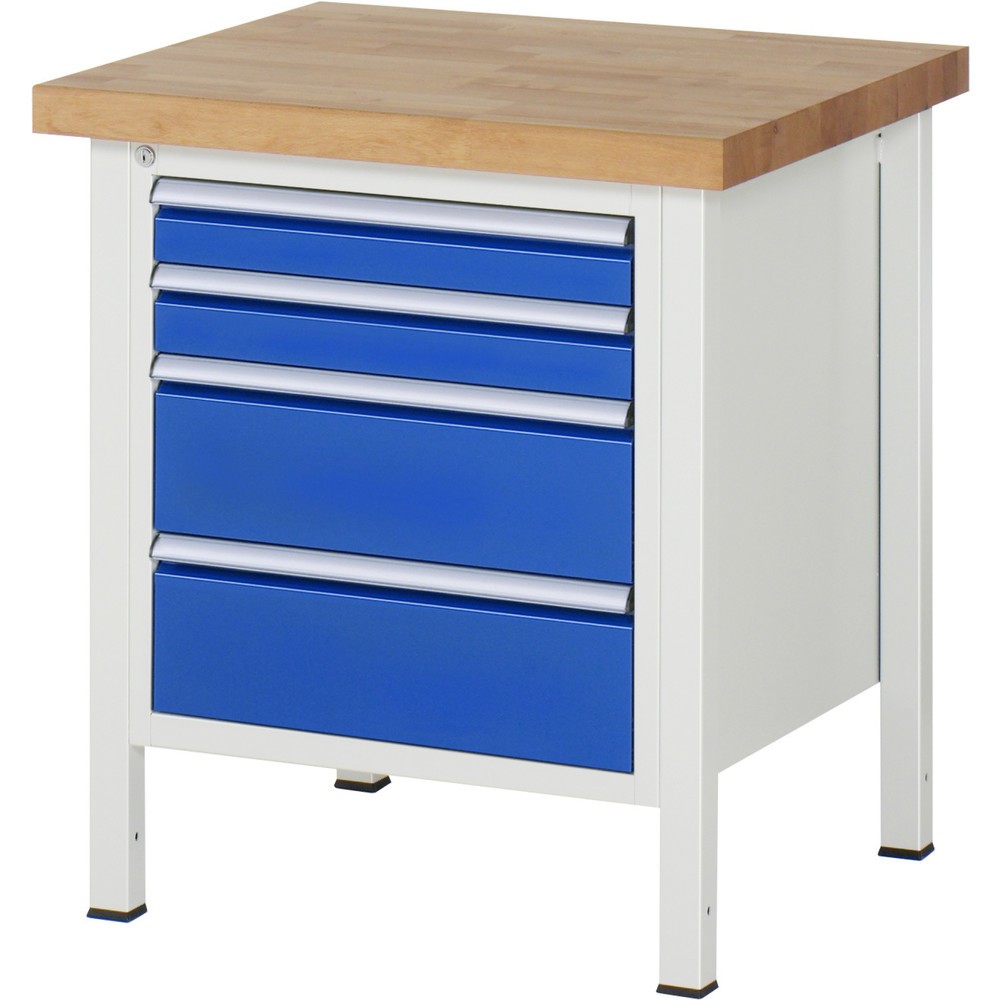 Produktabbildung Nr. 1: RAU Werkbank Serie 8000, HxBxT 840-1.040 x 750 x 700 mm, 4 x 90%-Auszug-Schubladen 2 x 90, 2 x 180 mm, Breite 490 mm