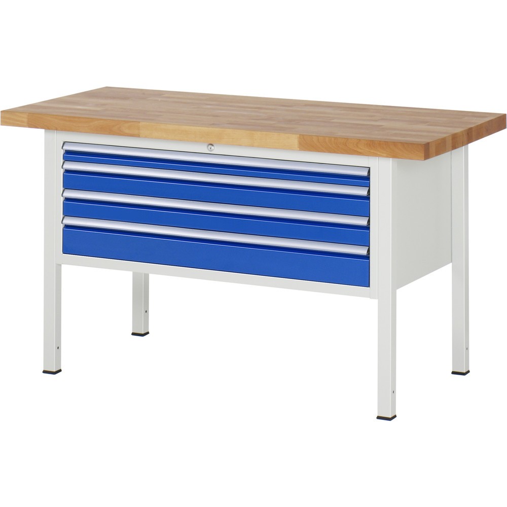 Produktabbildung Nr. 1: RAU Werkbank Serie 8000, HxBxT 840 x 1.500 x 700 mm, 4 x 100%-Auszug-Schubladen 1 x 60, 2 x 90, 1 x 120 mm, Schubladen-TK 50 kg