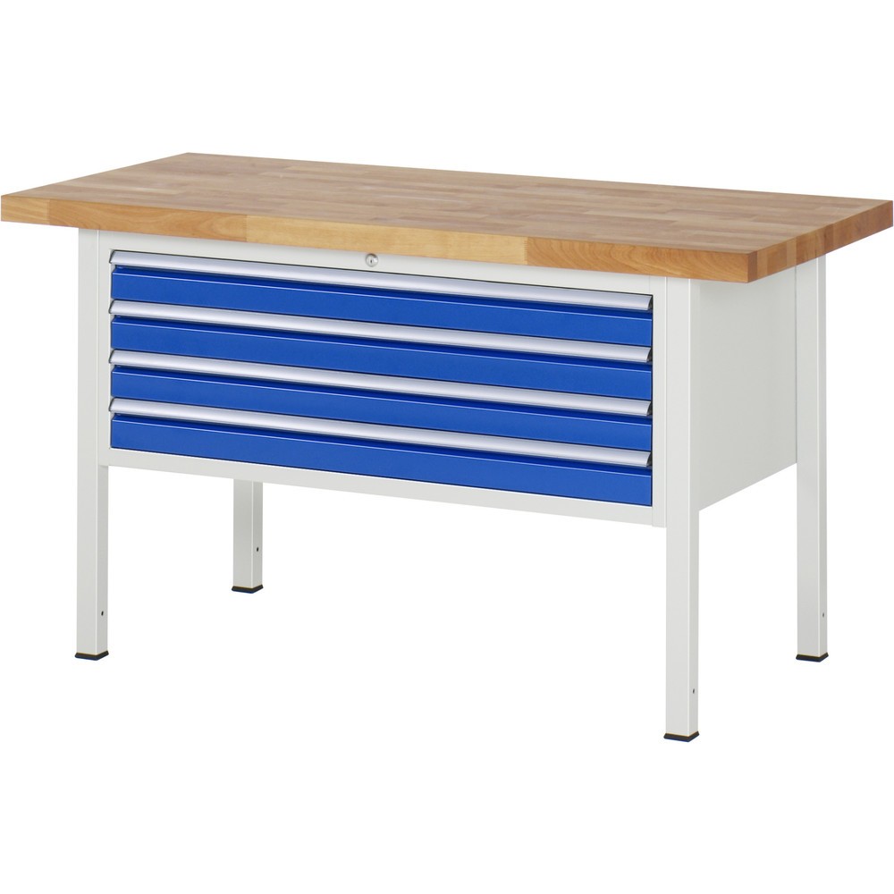 Produktabbildung Nr. 1: RAU Werkbank Serie 8000, HxBxT 840-1.040 x 1.500 x 700 mm, 4 x 100%-Auszug-Schubladen 4 x 90 mm, Breite 1.055 mm