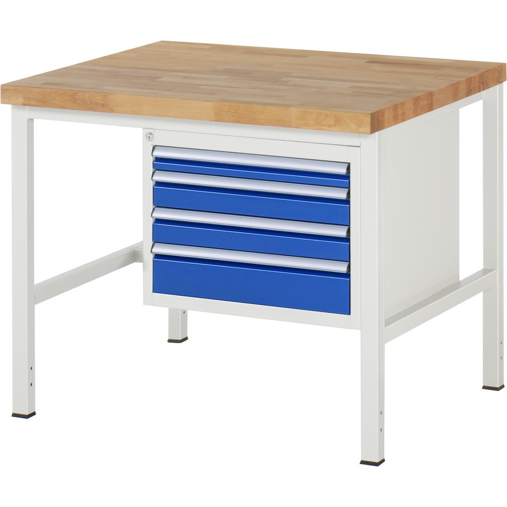 Produktabbildung Nr. 1: RAU Werkbank Serie 8000, HxBxT 840-1.040 x 1.000 x 900 mm, 4 x 90%-Auszug-Schubladen 1 x 60, 2 x 90, 1 x 120 mm, Breite 490 mm