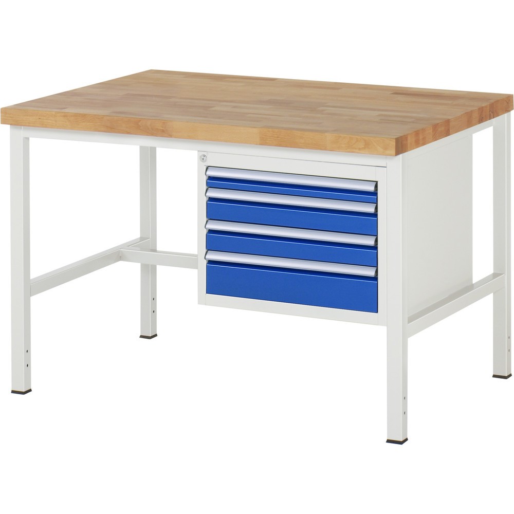 Produktabbildung Nr. 1: RAU Werkbank Serie 8000, HxBxT 840 x 1.250 x 900 mm, 4 x 90%-Auszug-Schubladen 1 x 60, 2 x 90, 1 x 120 mm, Schubladen-TK 100 kg
