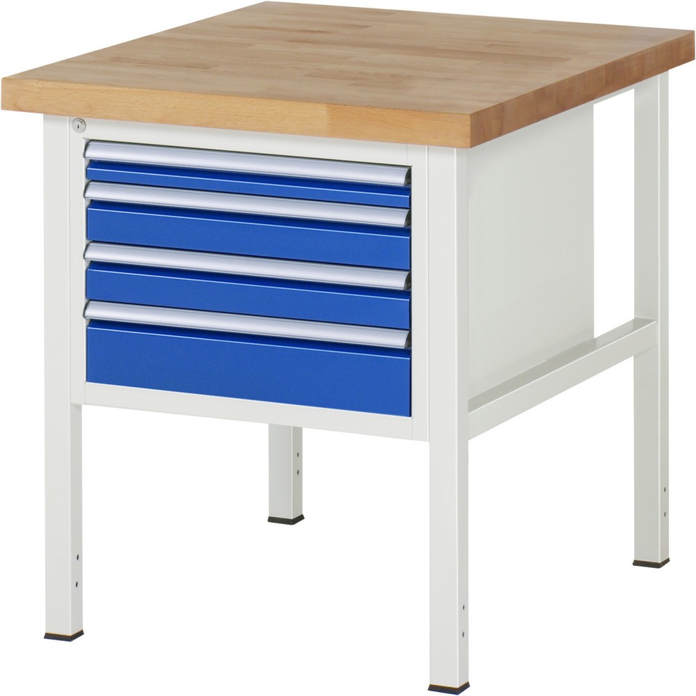 Produktabbildung Nr. 1: RAU Werkbank Serie 8000, HxBxT 840-1.040 x 750 x 900 mm, 4 x 90%-Auszug-Schubladen 1 x 60, 2 x 90, 1 x 120 mm, Breite 490 mm