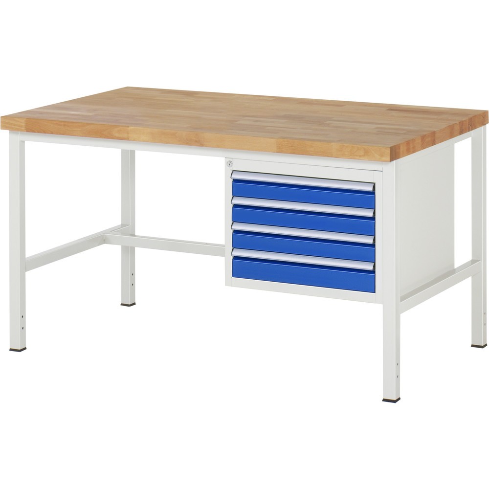 Produktabbildung Nr. 1: RAU Werkbank Serie 8000, HxBxT 840 x 1.500 x 900 mm, 4 x 100%-Auszug-Schubladen 4 x 90 mm, Schubladen-TK 100 kg