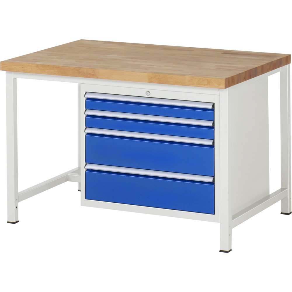 Produktabbildung Nr. 1: RAU Werkbank Serie 8000, HxBxT 840 x 1.250 x 900 mm, 4 x 100%-Auszug-Schubladen 2 x 90, 2 x 180 mm, Schubladen-TK 75 kg