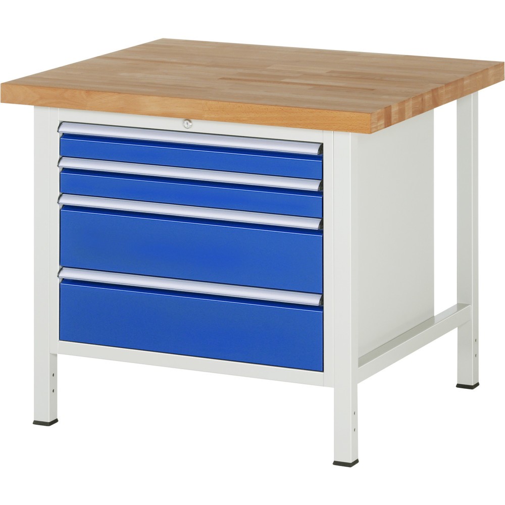 Produktabbildung Nr. 1: RAU Werkbank Serie 8000, HxBxT 840-1.040 x 1.000 x 900 mm, 4 x 100%-Auszug-Schubladen 2 x 90, 2 x 180 mm, Breite 680 mm