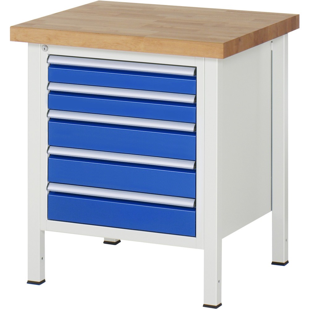 Produktabbildung Nr. 1: RAU Werkbank Serie 8000, HxBxT 840 x 750 x 700 mm, 5 x 90%-Auszug-Schubladen 2 x 90, 3 x 120 mm, Schubladen-TK 100 kg
