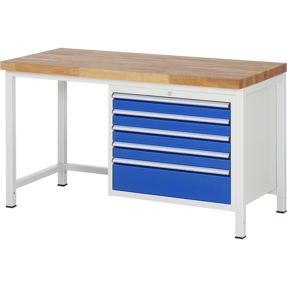 Produktabbildung Nr. 1: RAU Werkbank Serie 8000, HxBxT 840 x 1.500 x 700 mm, 5 x 100%-Auszug-Schubladen 4 x 90, 1 x 180 mm, Schubladen-TK 75 kg