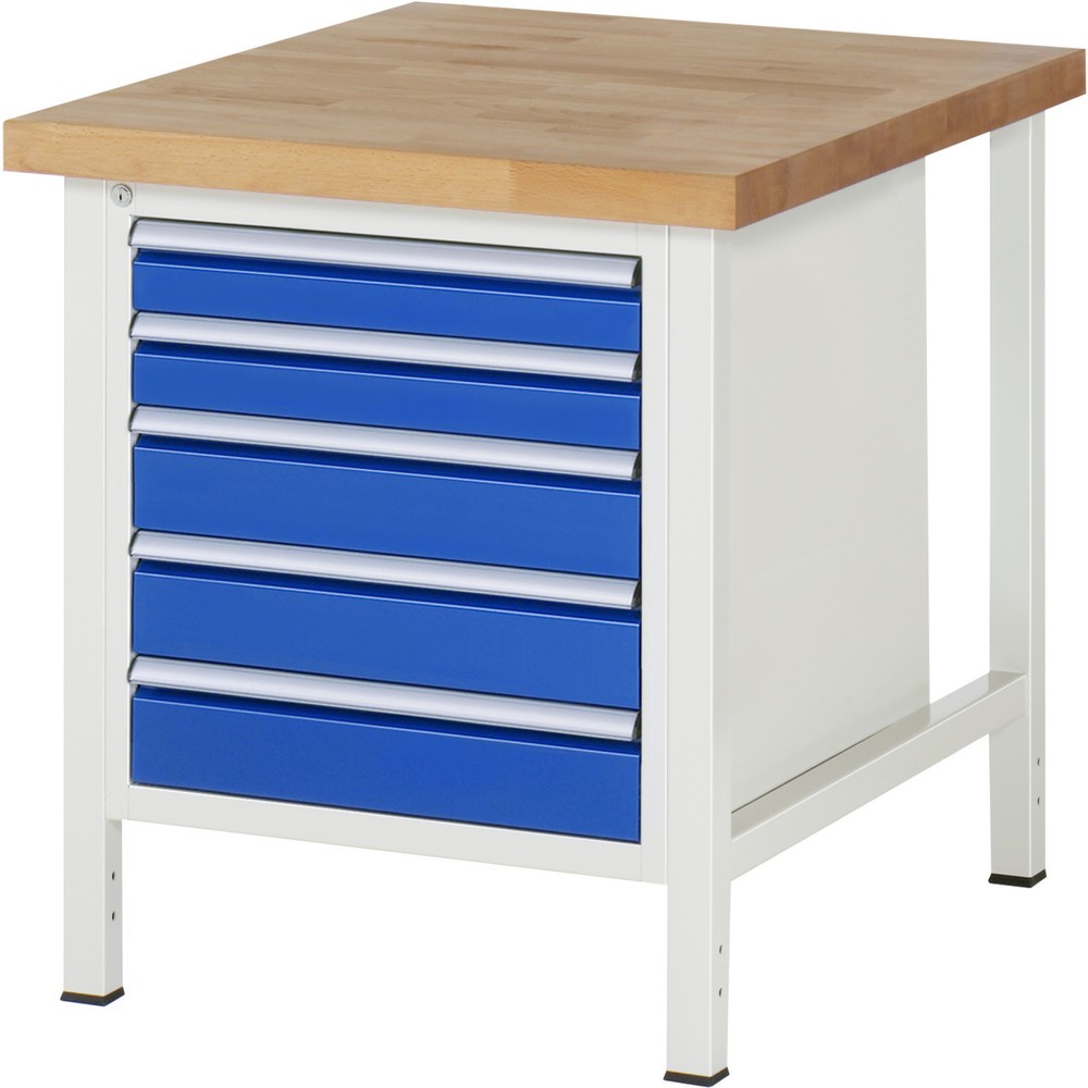 Produktabbildung Nr. 1: RAU Werkbank Serie 8000, HxBxT 840 x 750 x 900 mm, 5 x 90%-Auszug-Schubladen 2 x 90, 3 x 120 mm, Schubladen-TK 100 kg