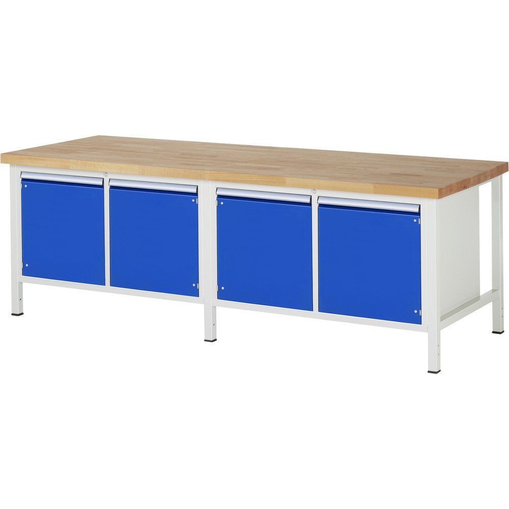 Produktabbildung Nr. 1: RAU Werkbank Serie 8000, 2 Doppel-Container, 4 Flügeltüren, HxBxT 840-1.040 x 2.500 x 900 mm
