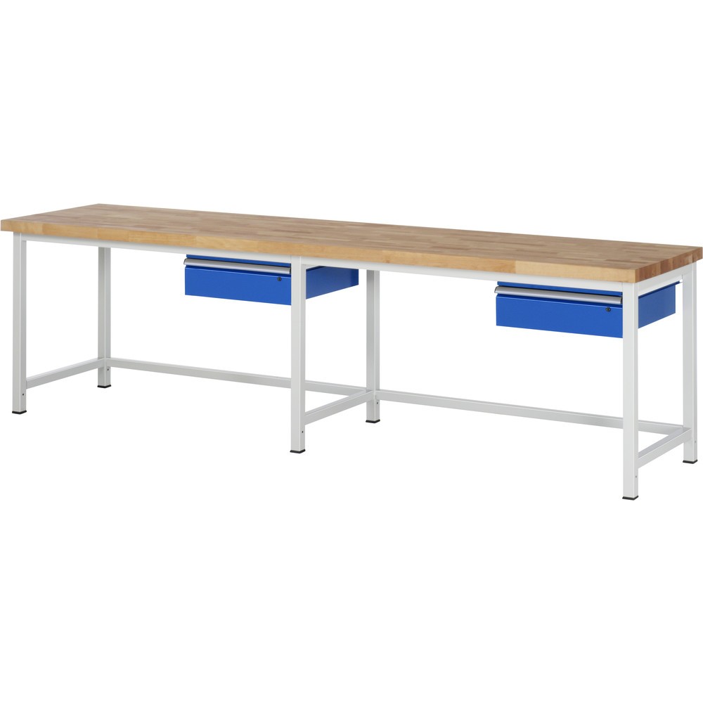 Produktabbildung: RAU Werkbank Serie 8000, HxBxT 840-1.040 x 3.000 x 700 mm, 2 Schubladen