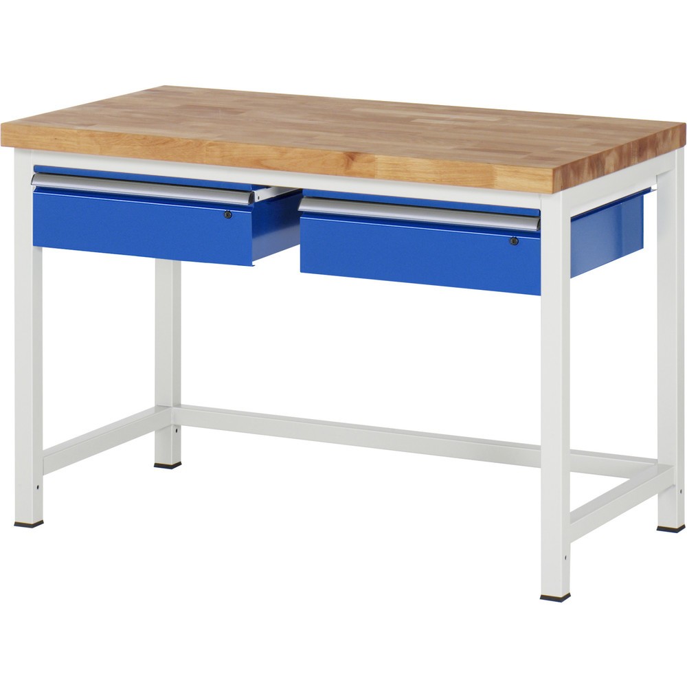 Produktabbildung Nr. 1: RAU Werkbank Serie 8000, HxBxT 840 x 1.250 x 700 mm, 2 Schubladen, Schubladen-TK 50 kg