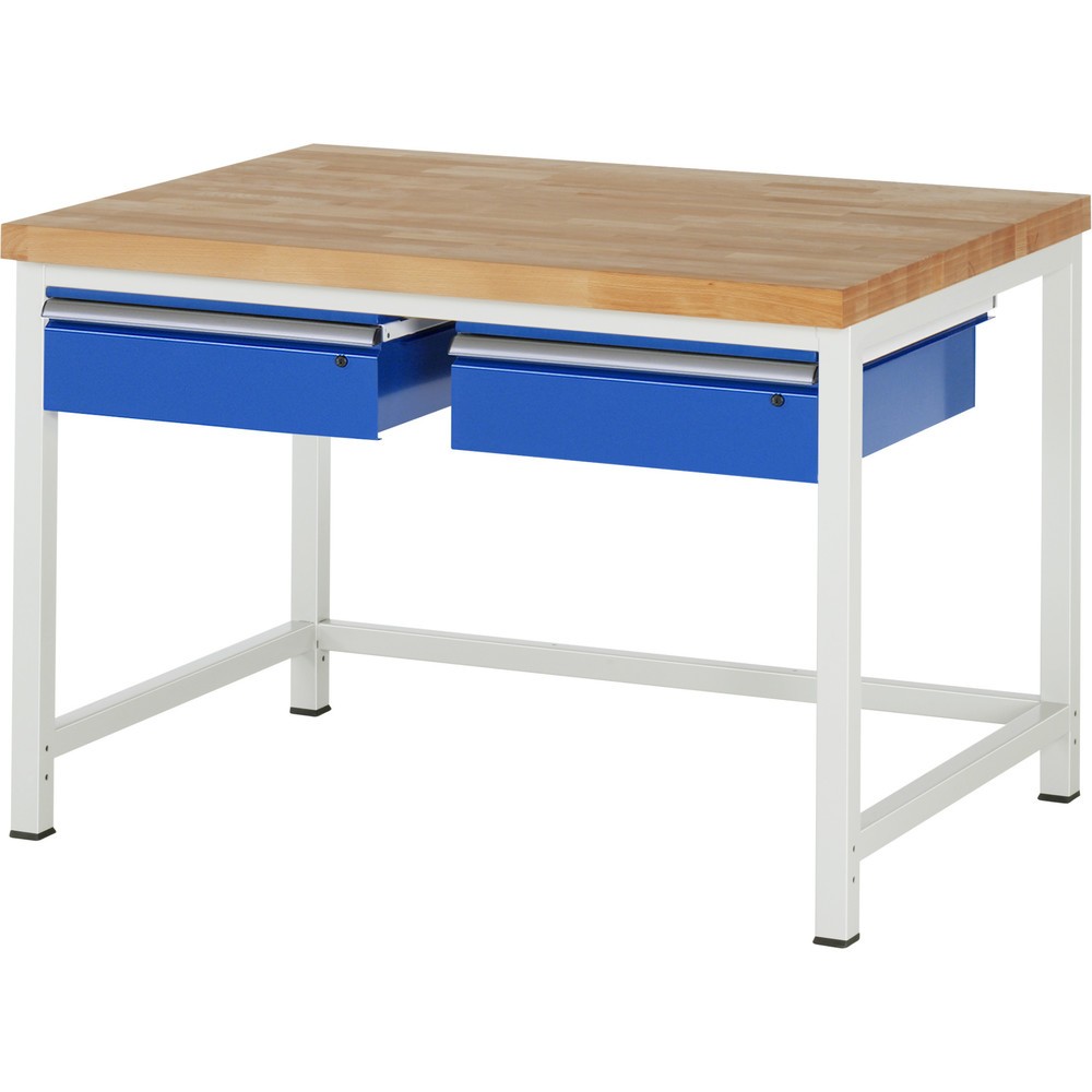Produktabbildung Nr. 1: RAU Werkbank Serie 8000, HxBxT 840-1.040 x 1.250 x 900 mm, 2 Schubladen, Schubladen-TK 50 kg