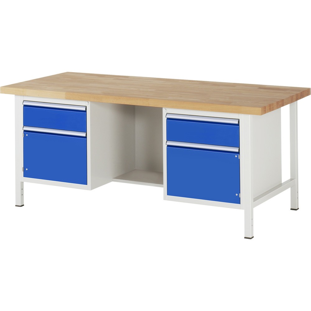Produktabbildung Nr. 1: RAU Werkbank Serie 8000, 2 Container, 1 Flügeltür, HxBxT 840 x 2.000 x 900 mm, 2 Schubladen