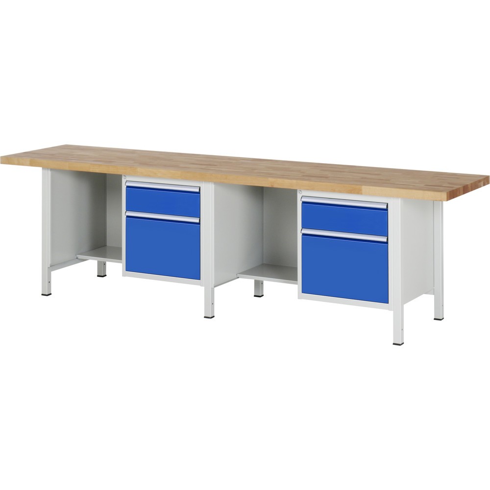 Produktabbildung Nr. 1: RAU Werkbank Serie 8000, 2 Container, HxBxT 840 x 3.000 x 700 mm, 4 x 90%-Auszug-Schubladen