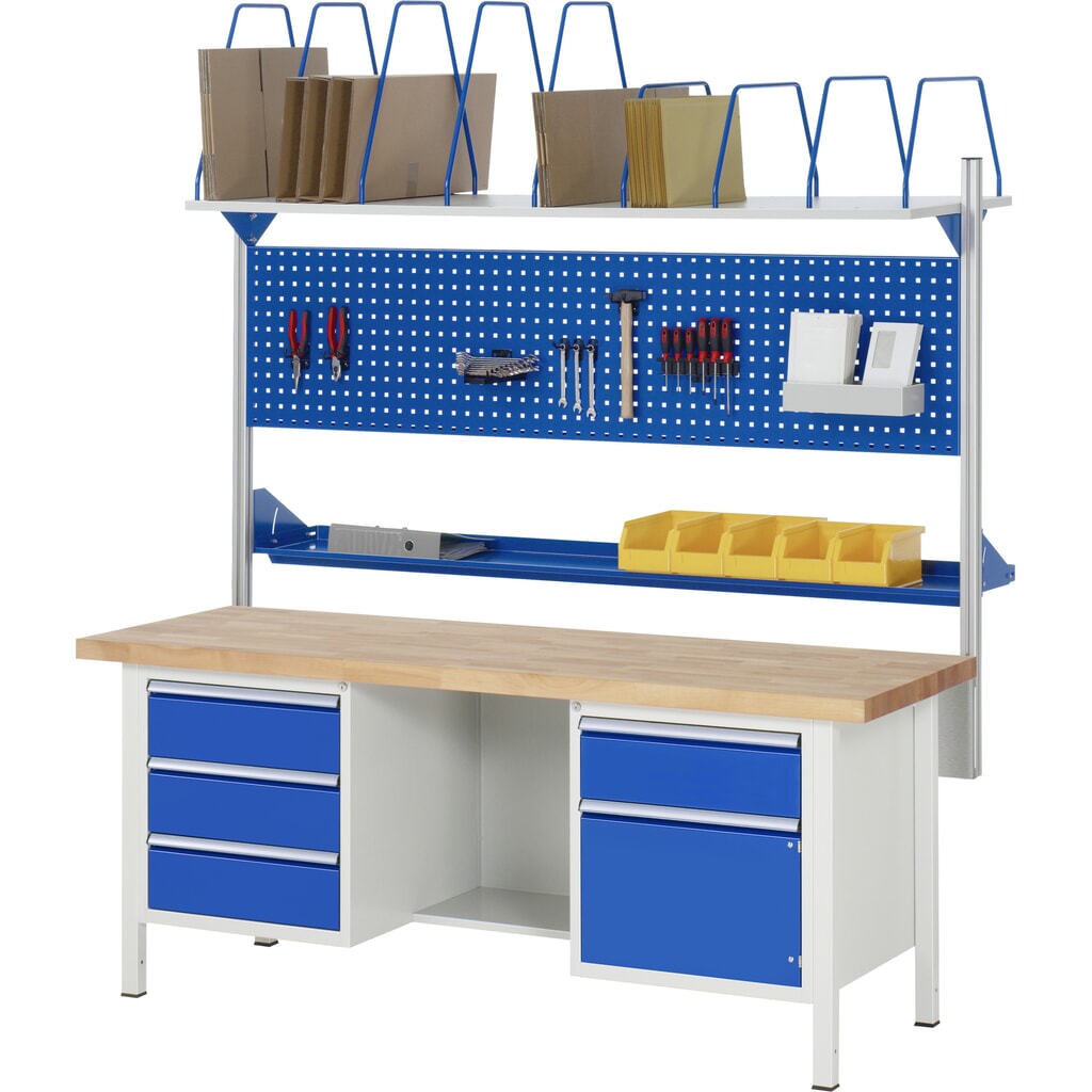 Produktabbildung Nr. 6: RAU Werkbank Serie 8000, 2 Container, 1 Flügeltür, HxBxT 840 x 2.000 x 700 mm, 2 Schubladen