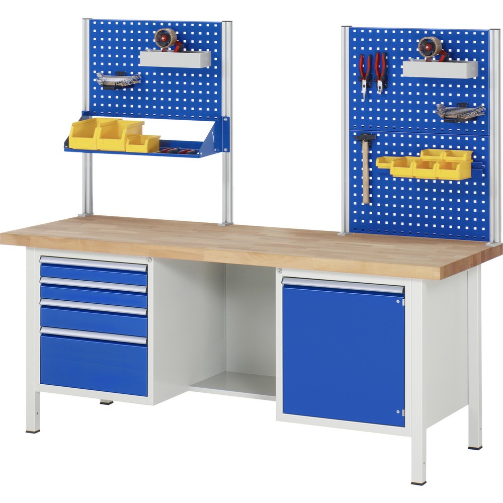 Produktabbildung Nr. 7: RAU Werkbank Serie 8000, 2 Container, 1 Flügeltür, HxBxT 840-1.040 x 2.000 x 700 mm, 2 Schubladen