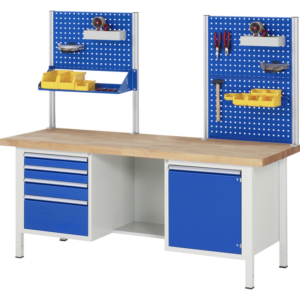 RAU Werkbank Serie 8000, 2 Container, 1 Flügeltür, HxBxT 840 x 2.000 x 700 mm, 2 Schubladen Produktabbildung Nr. 7: RAU Werkbank Serie 8000, 2 Container, 1 Flügeltür, HxBxT 840 x 2.000 x 700 mm, 2 Schubladen