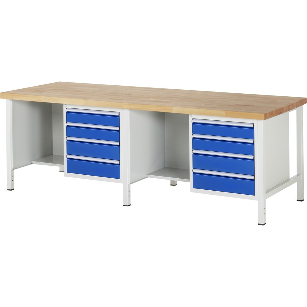 Produktabbildung Nr. 1: RAU Werkbank Serie 8000, 2 Container, HxBxT 840-1.040 x 2.500 x 900 mm, 8 x 100%-Auszug-Schubladen