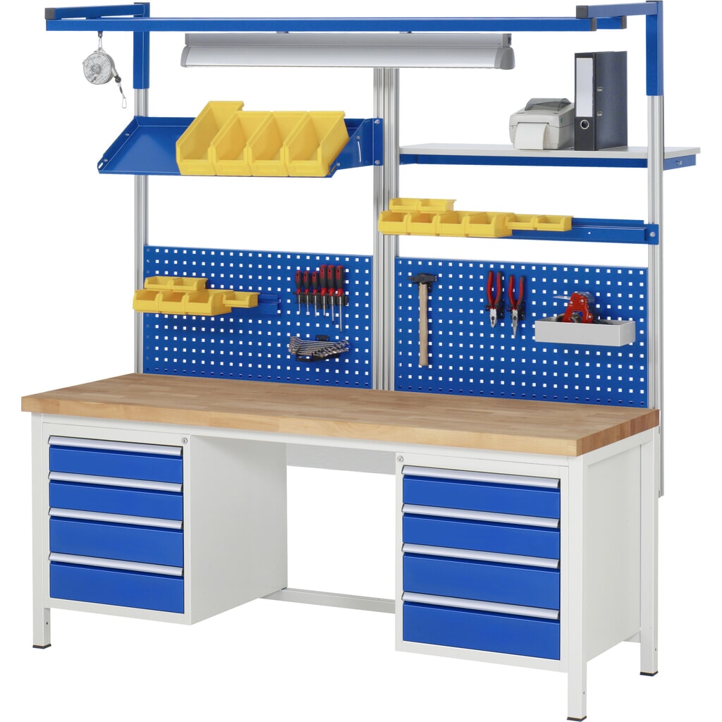 Produktabbildung Nr. 5: RAU Werkbank Serie 8000, 2 Container, HxBxT 840 x 2.000 x 700 mm, 9 x 90%-Auszug-Schubladen