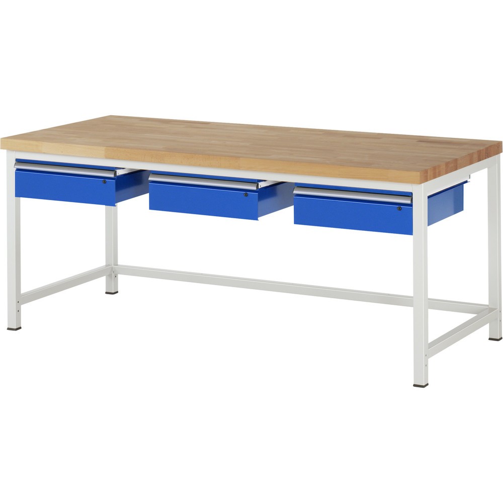 Produktabbildung Nr. 1: RAU Werkbank Serie 8000, HxBxT 840 x 2.000 x 900 mm, 3 Schubladen, Schubladen-TK 50 kg