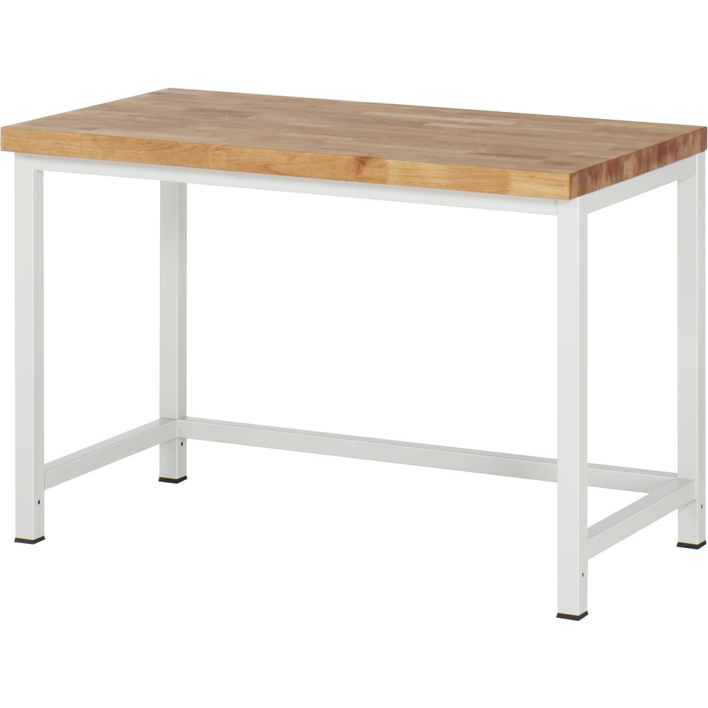 Produktabbildung: RAU Werkbank Serie 8000, Arbeitsplatte Buche massiv, Stärke 40 mm, HxBxT 840 x 1.250 x 700 mm