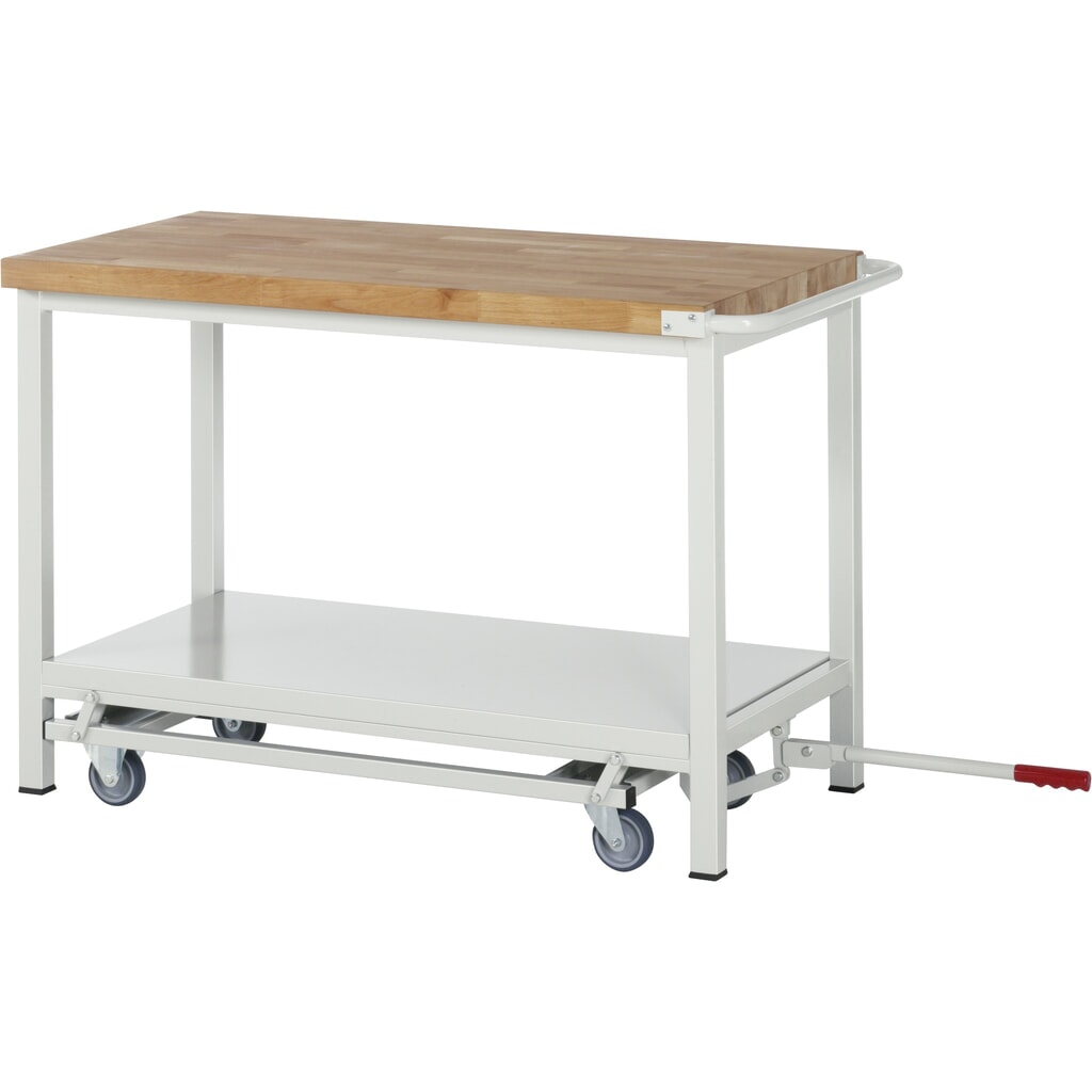 Produktabbildung Nr. 7: RAU Werkbank Serie 8000 mit absenkbarem Fahrgestell, 1 Doppel-Container, HxBxT 880 x 1.250 x 700 mm, 4 x 90%-Auszug-Schubladen, 1 Fachboden