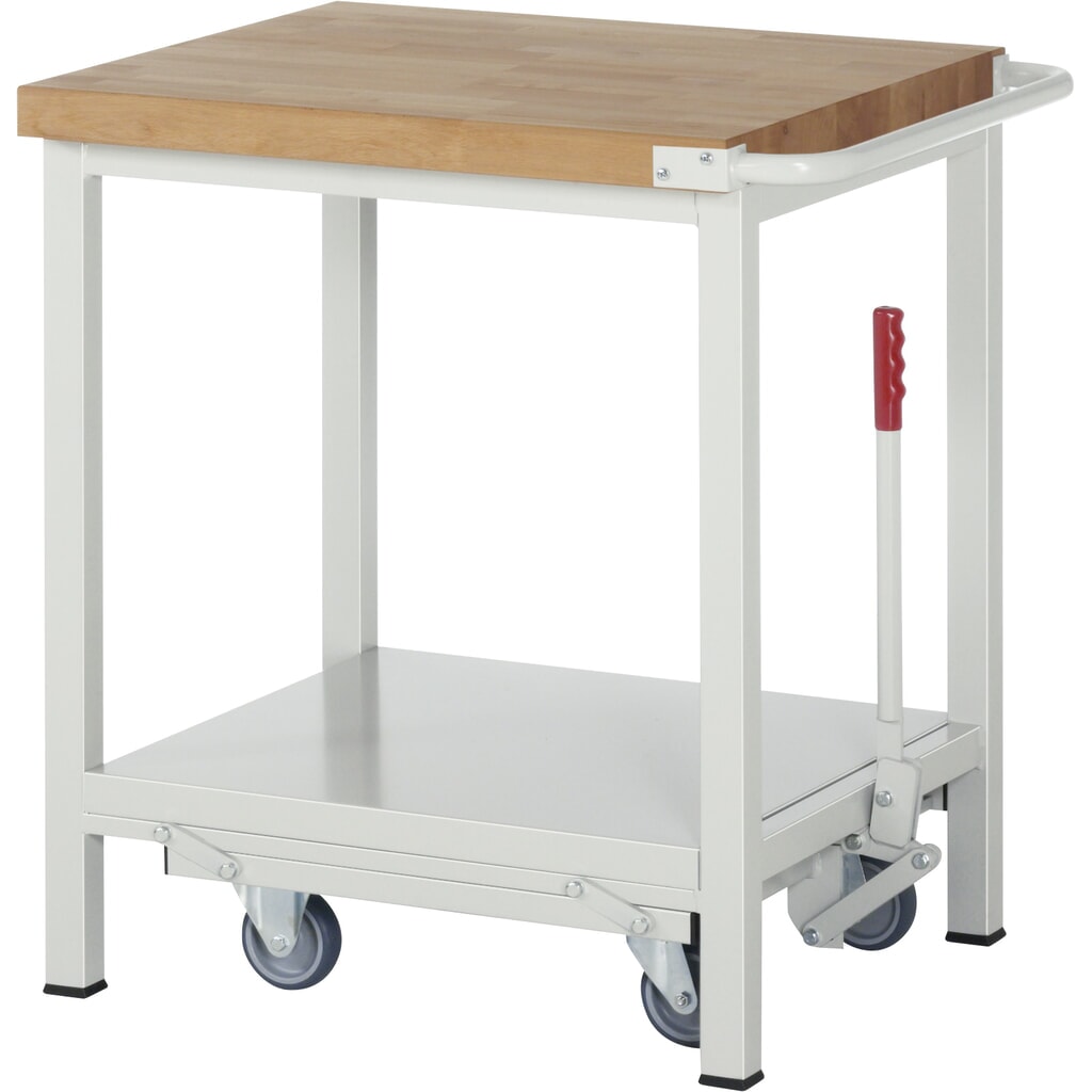 RAU Werkbank Serie 8000 mit absenkbarem Fahrgestell, HxBxT 880 x 750 x 700 mm, mit Ablageboden Produktabbildung Nr. 1: RAU Werkbank Serie 8000 mit absenkbarem Fahrgestell, HxBxT 880 x 750 x 700 mm, mit Ablageboden