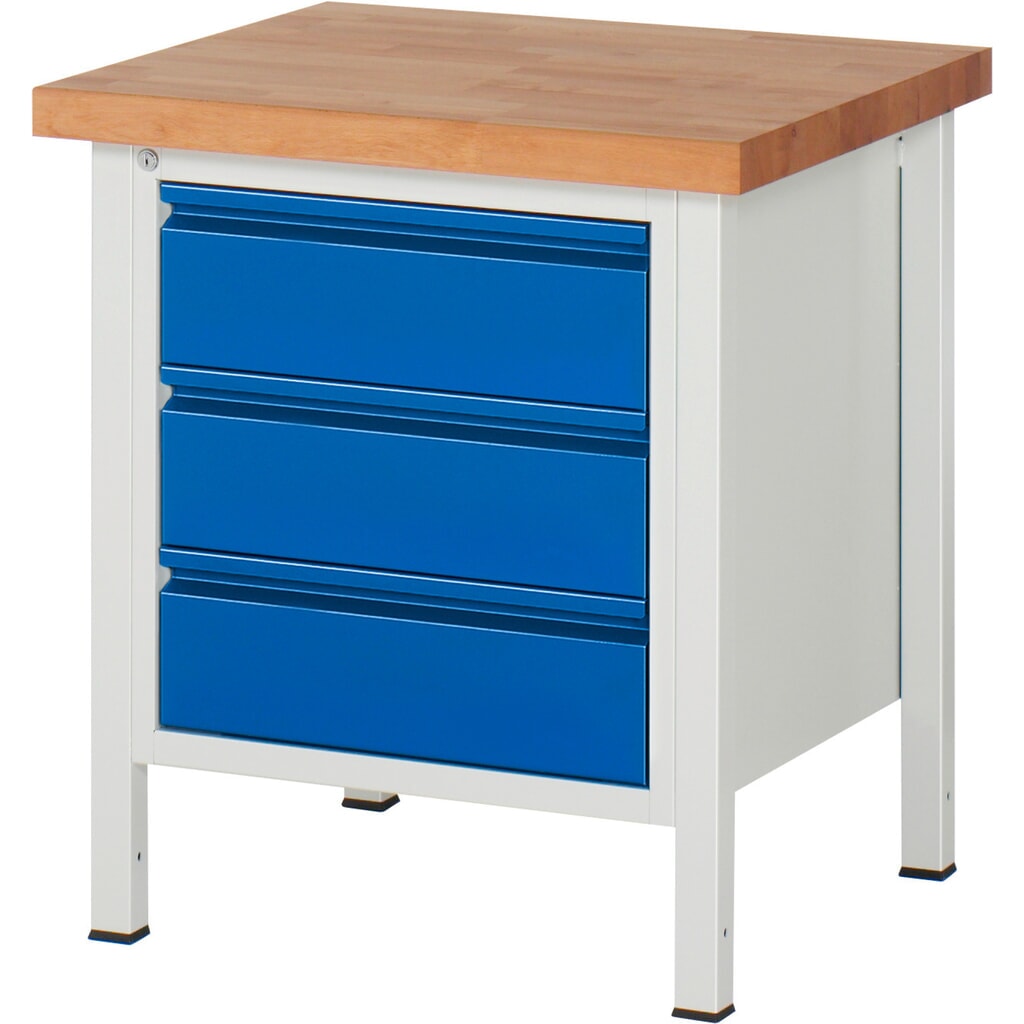 Produktabbildung: RAU Werkbank Serie 8000, HxBxT 840-1.040 x 750 x 700 mm, 3 x 90%-Auszug-Schubladen 3 x 180 mm