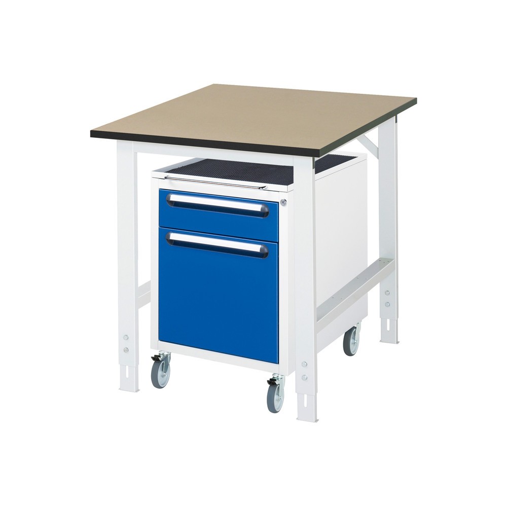 Produktabbildung Nr. 1: RAU Werkstatt-Set TOM 2-teilig, mit Werktisch, HxBxT 760-1.080 x 750 x 1.000 mm, MDF Arbeitsplatte, zzgl. Roll-Container mit 2 Schubladen, HxBxT 690 x 480 x 600 mm