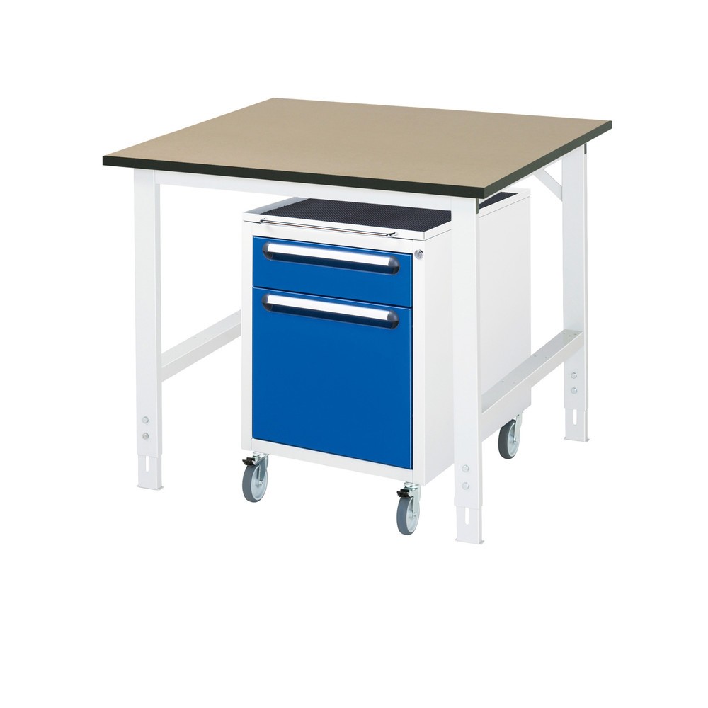 Produktabbildung Nr. 1: RAU Werkstatt-Set TOM 2-teilig, mit Werktisch, HxBxT 760-1.080 x 1.000 x 1.000 mm, MDF Arbeitsplatte, zzgl. Roll-Container mit 2 Schubladen, HxBxT 690 x 480 x 600 mm