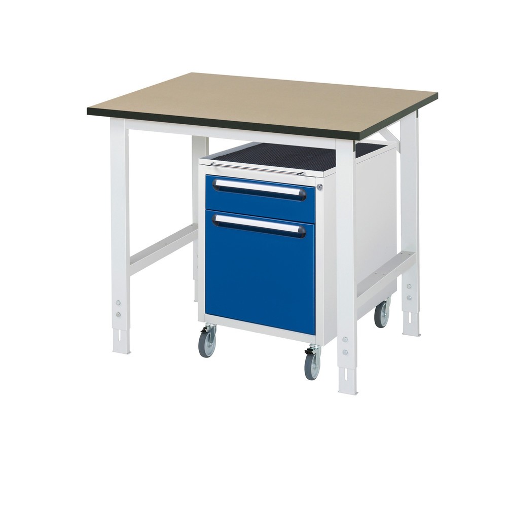 Produktabbildung Nr. 1: RAU Werkstatt-Set TOM 2-teilig, mit Werktisch, HxBxT 760-1.080 x 1.000 x 800 mm, MDF Arbeitsplatte, zzgl. Roll-Container mit 2 Schubladen, HxBxT 690 x 480 x 600 mm
